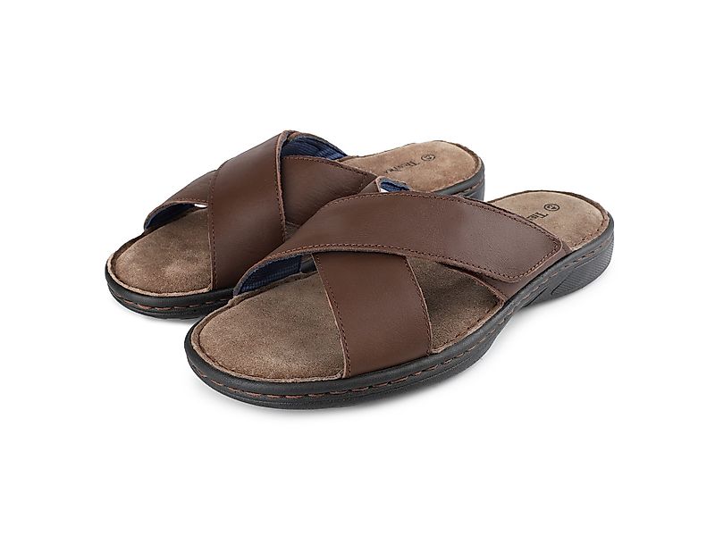 TIESTRA Herren Leder-Sandalen mit Klettverschluss,Offener Zeh,Weiche günstig online kaufen