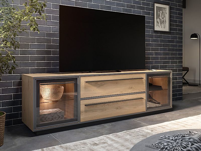 moebel-dich-auf Wohnwand NARDO, (Wildeiche / Absetzung: Anthrazit, Verschie günstig online kaufen