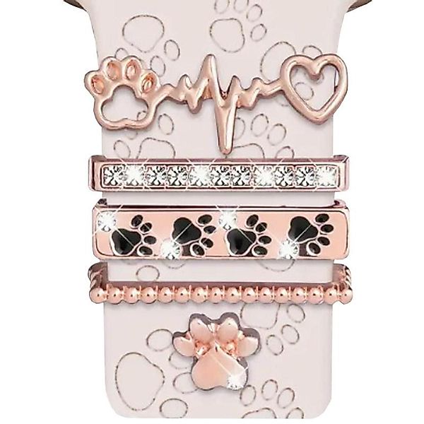 Wigento Smartwatch-Armband Smartwatch Deko-Ring Hundepfote Roségold günstig online kaufen