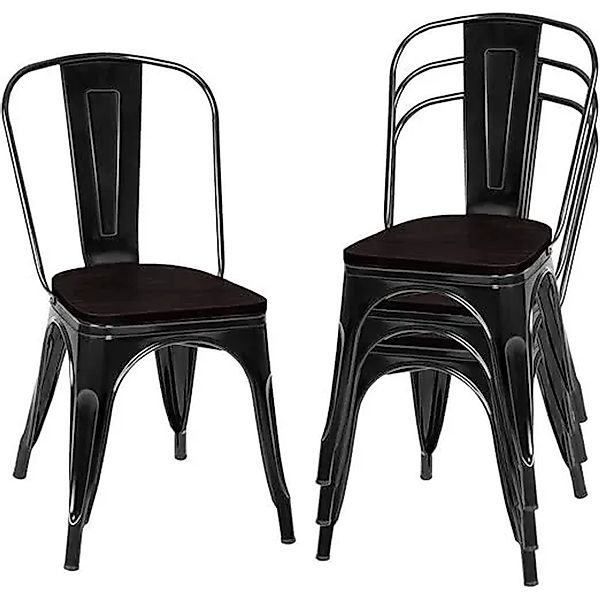 Costway 4er Set Esszimmerstuhl Aus Metall Barhocker Stapelbar Schwarz günstig online kaufen