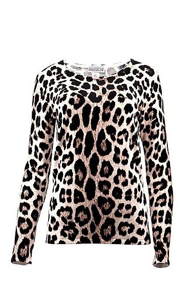 Passioni Strickpullover Femininer Pullover mit Leo-Print günstig online kaufen