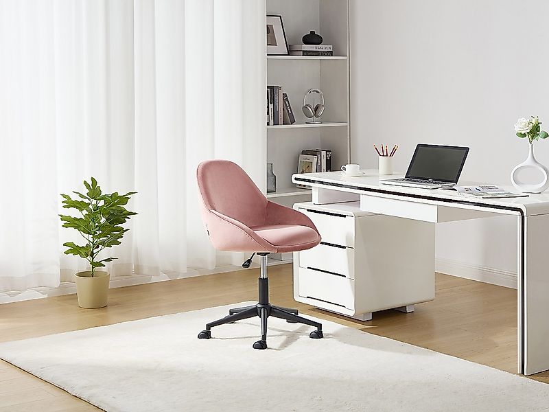 Bürostuhl höhenverstellbar - Samt - Rosa - NAODY günstig online kaufen