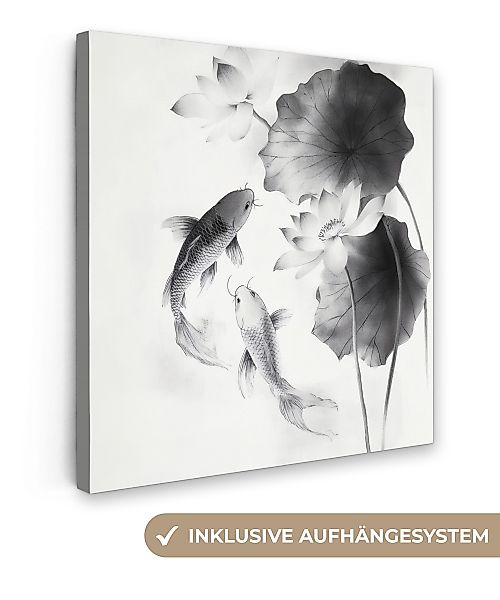 OneMillionCanvasses® Leinwandbild Lotusblumen - Fisch - günstig online kaufen