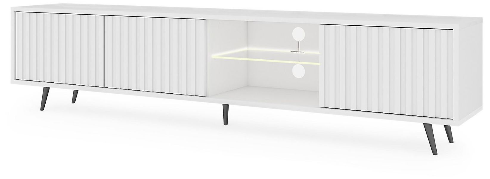 Selsey TV-Schrank BELLO mit schwarzen Füßen, Lamellenfronten und LED, 175 c günstig online kaufen