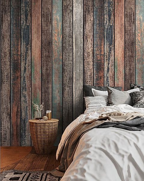 living walls Fototapete "THE WALL III" Used-Look-Tapete, Motivtapete, Holzo günstig online kaufen