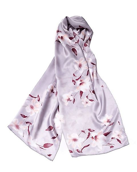 MayTree Seidenschal Hibiskus Grau, 55 x 175 cm, leichter Damen-Schal, alljä günstig online kaufen