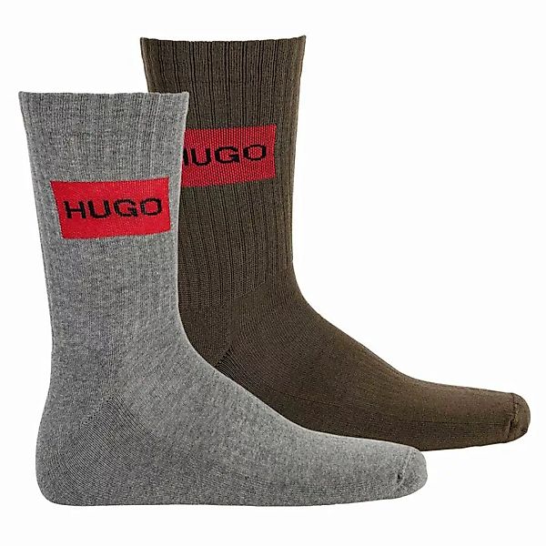HUGO Herren Socken 2er Pack - Kurzsocken, QS RIB LABEL CC Grau/Dunkelgrün E günstig online kaufen