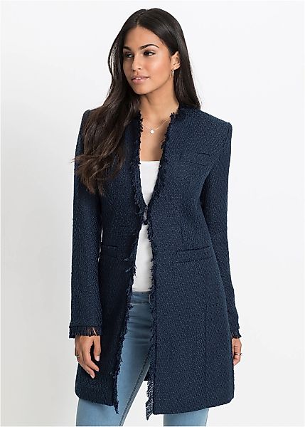bonprix Longblazer 1 eleganter Bouclé-Look, Regular Fit, mit langem Arm günstig online kaufen