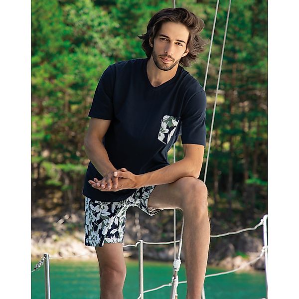 Ammann Pyjama Bio Herren-Shorty Single-Jersey gemustert günstig online kaufen