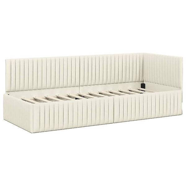 vidaXL Bett Eckbettgestell mit Kopfteil Creme günstig online kaufen