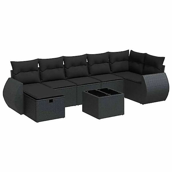 vidaXL 8-Tlg Garten-Sofagarnitur mit Kissen Schwarz Poly Rattan 3325611 günstig online kaufen