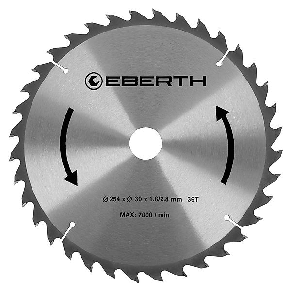 EBERTH Kreissägeblatt 254mm Durchmesser 30mm Bohrung 2,8mm Schnittbreite günstig online kaufen