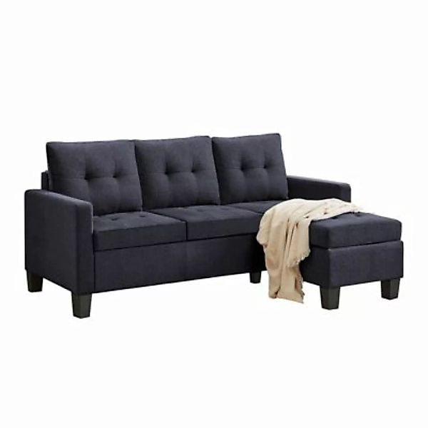 HTI-Living Sofa mit Hocker Visby dunkelgrau günstig online kaufen