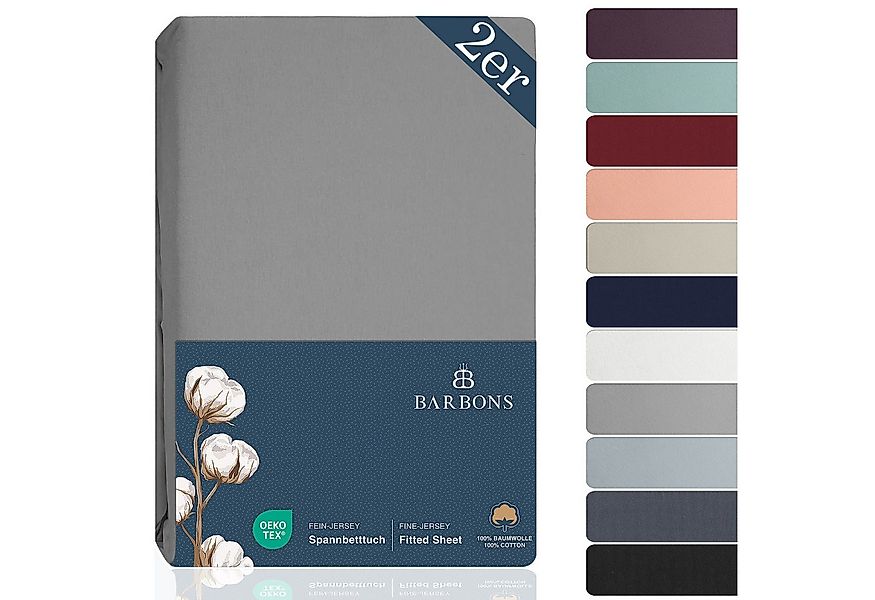 BARBONS Spannbettlaken Jersey 2er Bettlaken, 145 g/m² Spannbetttuch, bis zu günstig online kaufen