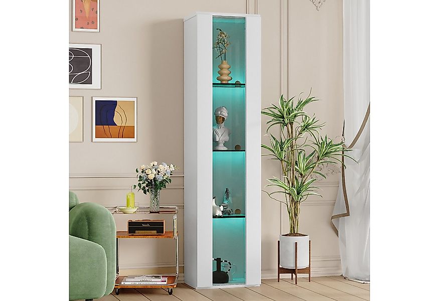 Flieks Glasvitrine Hochschrank Vitrine Standvitrine mit LED-Beleuchtung und günstig online kaufen