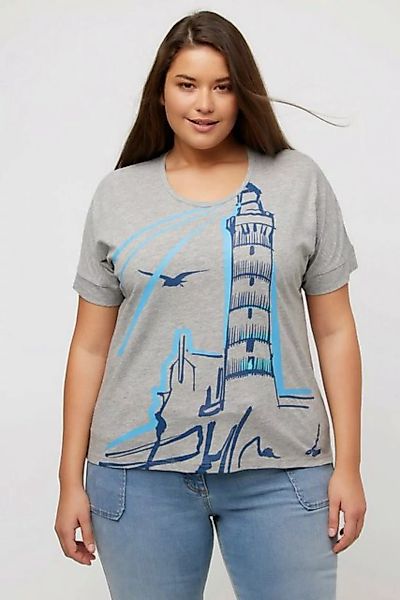 Ulla Popken Rundhalsshirt T-Shirt Leuchtturm Oversized Rundhals Halbarm günstig online kaufen