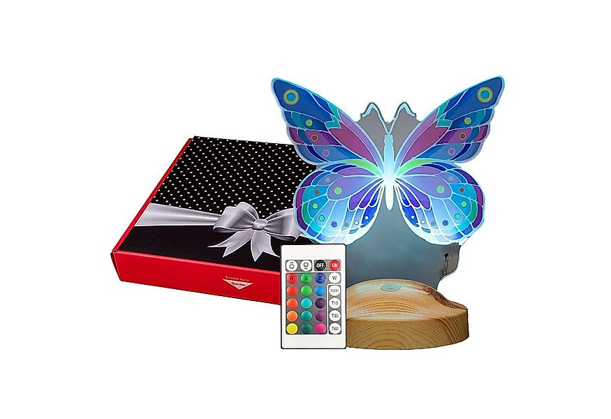 Geschenkelampe LED Nachttischlampe Schmetterling Butterfly Lampe mit 3D Vis günstig online kaufen