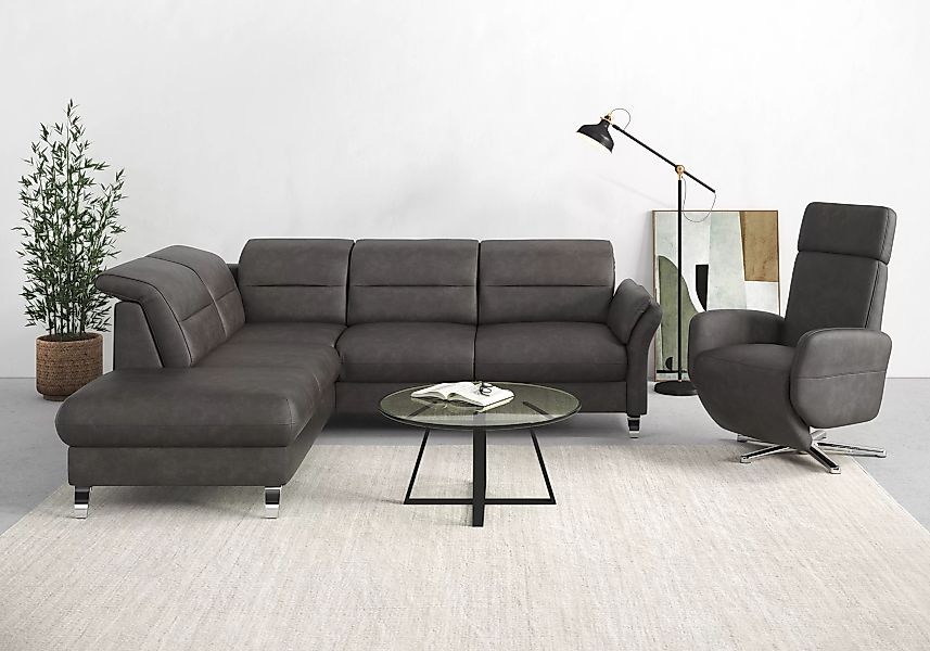 sit&more Ecksofa »Grenoble L-Form mit Federkern«, wahlweise mit Bettfunktio günstig online kaufen