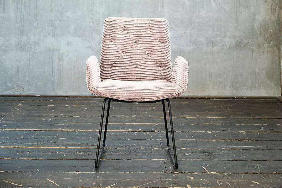 KAWOLA Stuhl NEW CHARME Esszimmersessel Cord rosa günstig online kaufen