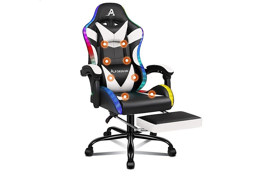 ALFORDSON Gaming-Stuhl Massagestuhl mit LED, ergonomischer Schreibtischstuh günstig online kaufen