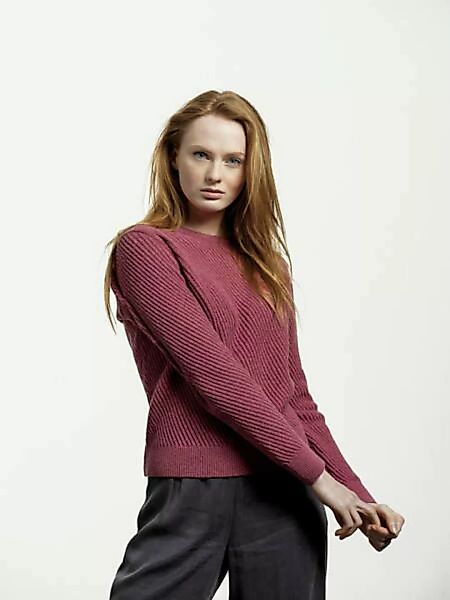 Circular Fashion Diagonal Sweater - Framboise - Verbundener Rundhalsausschn günstig online kaufen