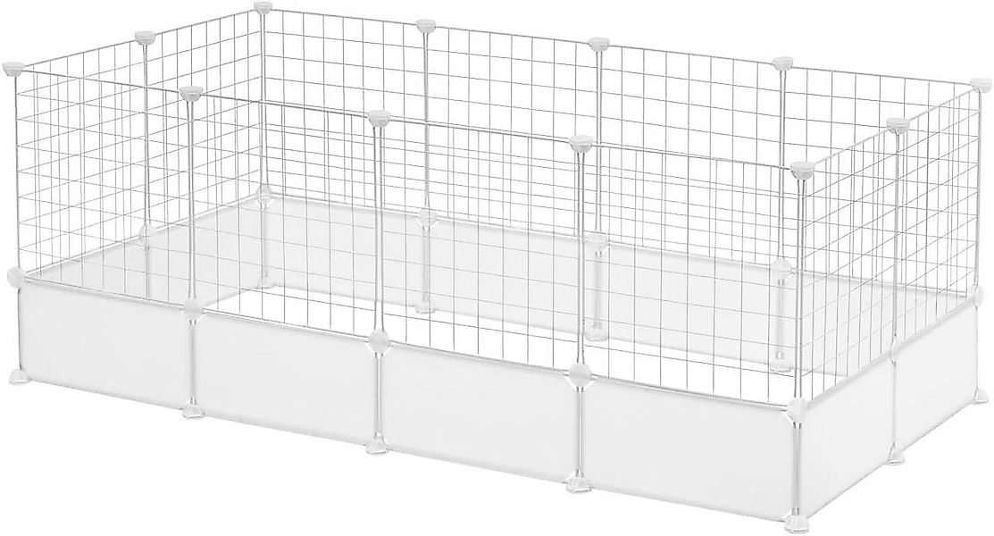 EUGAD Freigehege, Kaninchen Gehege, Meerschweinchen Käfig, Weiß 142x71x53cm günstig online kaufen