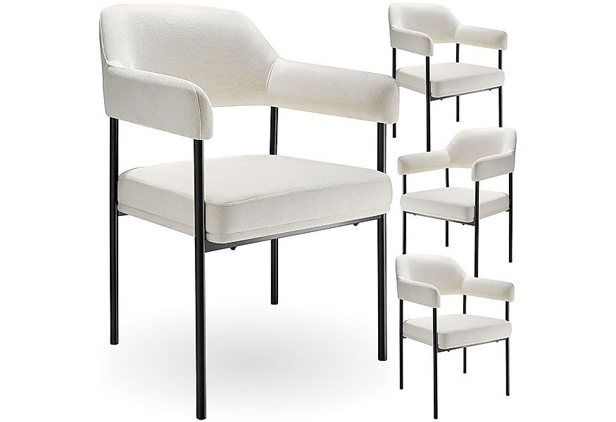 tectake Esszimmerstuhl Armlehnstuhl Doé, gepolstert, Stahlbeine (Set, 4 St) günstig online kaufen