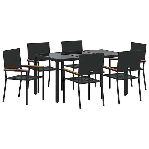 vidaXL Garten Essgruppe 7-Tlg Schwarz Poly-Rattan 3365393 günstig online kaufen