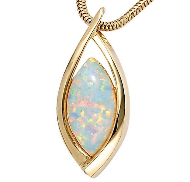 Schmuck Krone Kettenanhänger Anhänger mit Opal, 375 Gelbgold spitzoval, Gol günstig online kaufen