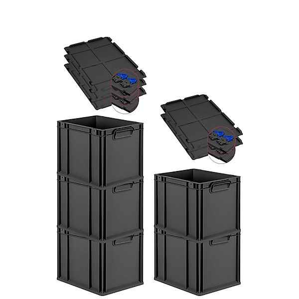 PROREGAL SuperSparSet 5x Eurobox Nextgen Grip Mit Scharnierdeckel Und Blaue günstig online kaufen