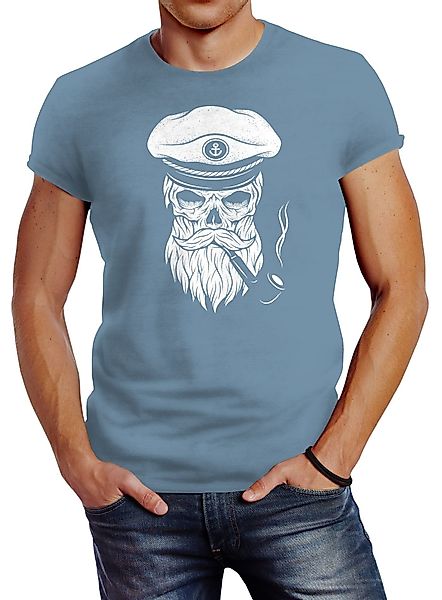 Neverless Print-Shirt Herren T-Shirt Totenkopf Kapitän günstig online kaufen