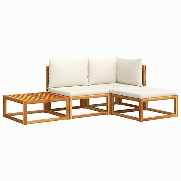 vidaXL Loungesofa 4-tlg. Garten-Sofagarnitur mit Kissen Massivholz, 1 Teile günstig online kaufen