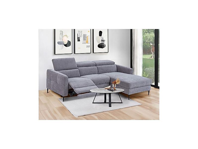 Eckrelaxsofa elektrisch - Ecke rechts - Stoff - Grau - FUSETA günstig online kaufen