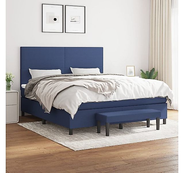 vidaXL Boxspringbett, Boxspringbett mit Matratze Blau 180x200 cm Stoff günstig online kaufen