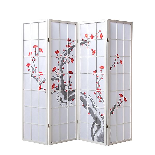 Homestyle4u 4-tlg. Paravent in Weiß 176x175 cm 277 günstig online kaufen