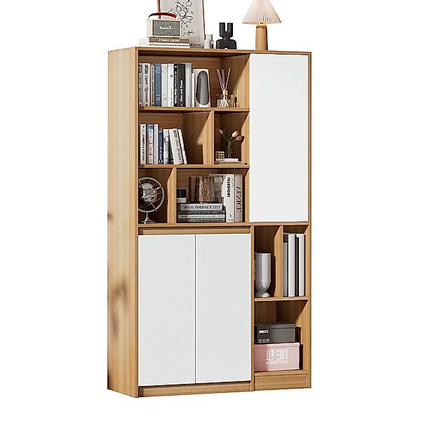 MODFU Vitrine Bücherregal in Holzfarbe (Bücherregal, günstig online kaufen