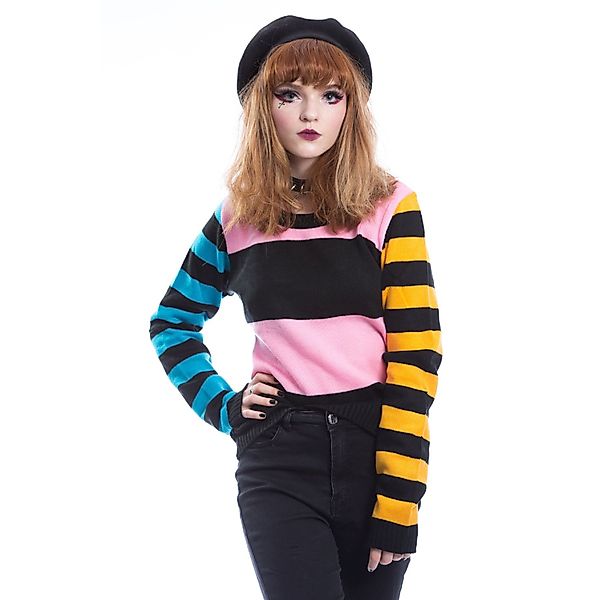 Heartless Strickpullover Sally Punk Gestreift Streifen günstig online kaufen