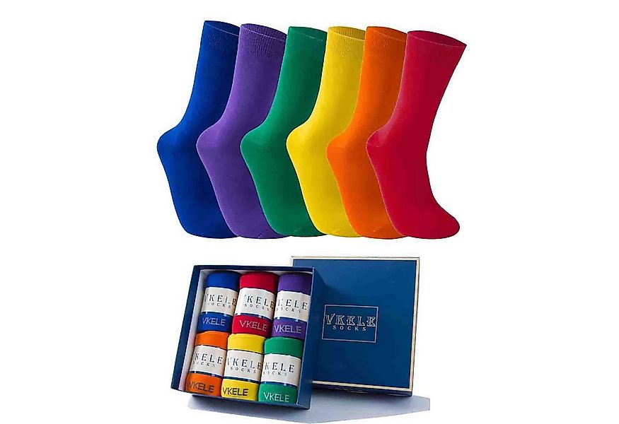 Vkele Businesssocken Bunte Socken (6-Paar) Geschenkpack einfarbige socken h günstig online kaufen