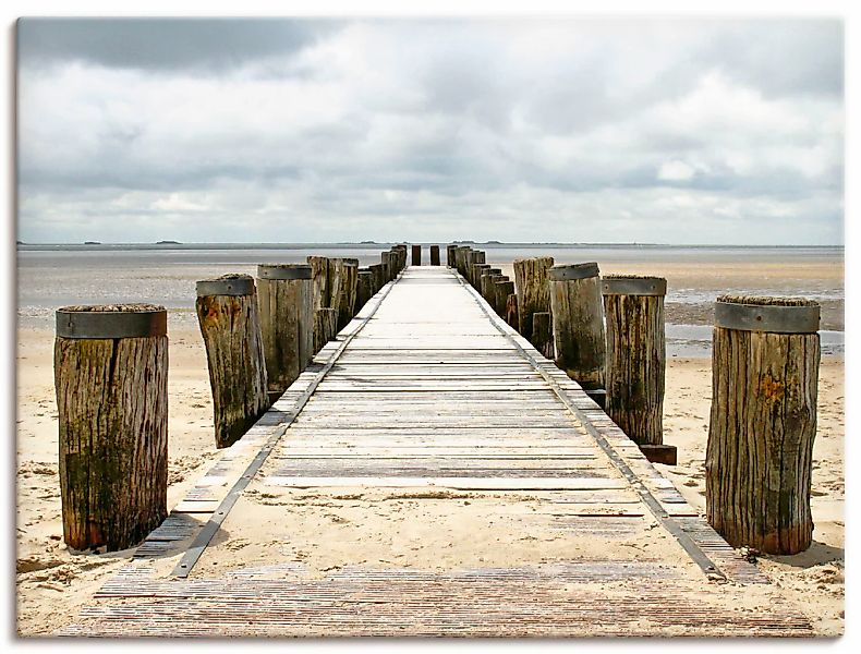 Artland Leinwandbild "Steg ins Watt" Strand 1 Stk. tlg. auf Holzrahmen gesp günstig online kaufen