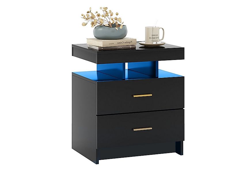 COSTWAY Nachttisch (1-St), mit LED-Beleuchtung, Sofatisch mit 2 Schubladen, günstig online kaufen