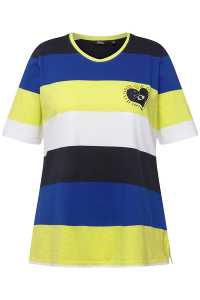 Ulla Popken T-Shirt T-Shirt Ringel Herz-Stickerei günstig online kaufen