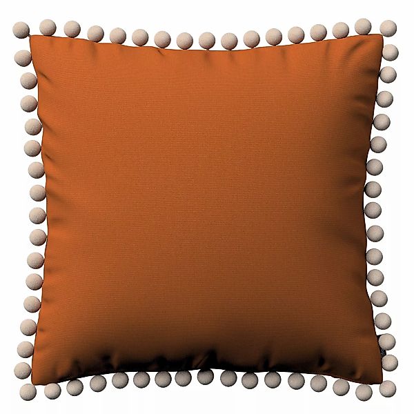 Kissenhülle Wera mit Bommeln, Karamell, 45 x 45 cm, Cotton Panama (702-42) günstig online kaufen