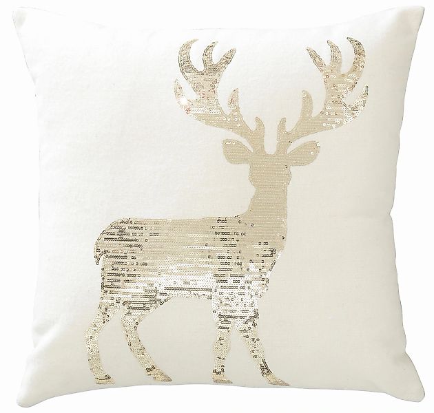 Creativ deco Dekokissen "Hirsch" mit goldfarbenen Pailletten günstig online kaufen