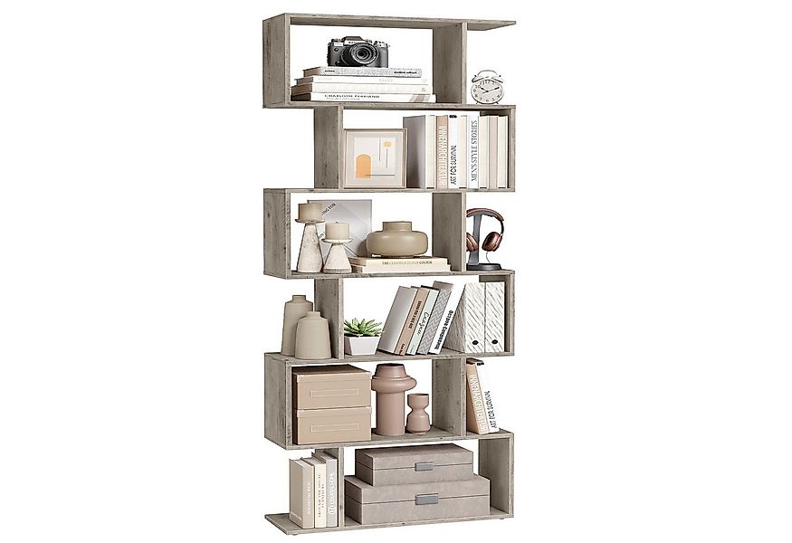 VASAGLE Bücherregal, 1-tlg., Standregal, Büroregal, 6 Fächer, Holzwerkstoff günstig online kaufen