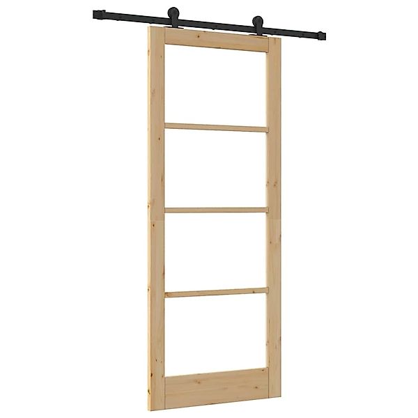 vidaXL Schiebetür ORKDAL Braun 86 x 211 cm Holz und Metall 3332117 günstig online kaufen