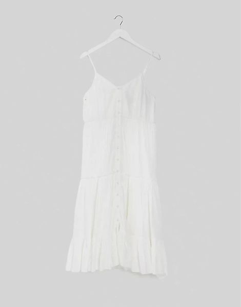 ASOS DESIGN – Weißes Camisole-Sommerkleid in Midilänge mit Knopfleiste und günstig online kaufen