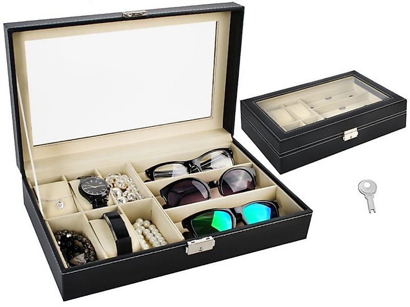 MALATEC Schmuckkasten Schwarzer Uhren-Brillen-Organizer Box: Stilvolle Aufb günstig online kaufen
