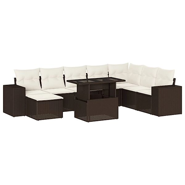 vidaXL 9-Tlg Garten-Sofagarnitur mit Kissen Braun Poly Rattan 3269363 günstig online kaufen