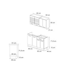 Vicco Küchenzeile R-Line, Edelgrau/Anthrazit, 140 cm, günstig online kaufen