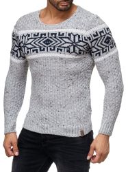Reslad Strickpullover Herren Strickpullover Rundhals Norwegerpullover günstig online kaufen